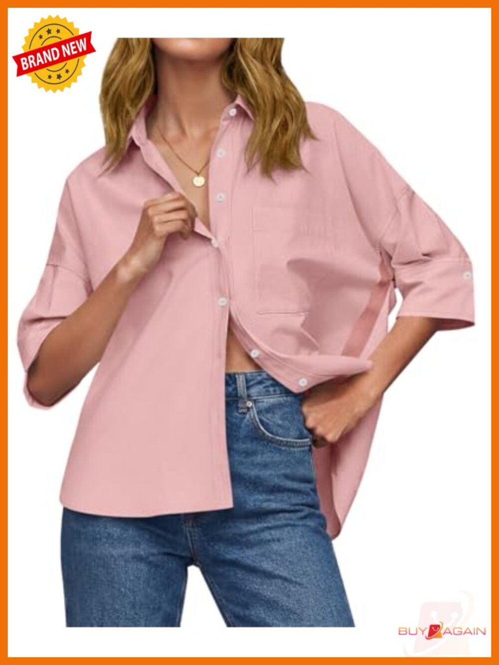 Women's Oversized Button Down Shirt Half Sleeve V Neck Ruffle Blouse Business